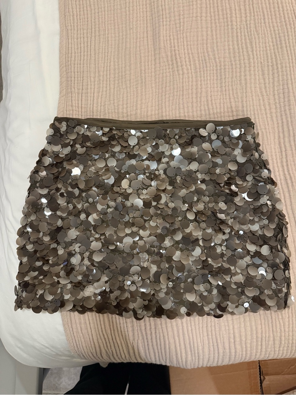 Zara Taupe Sequin Mini Skirt